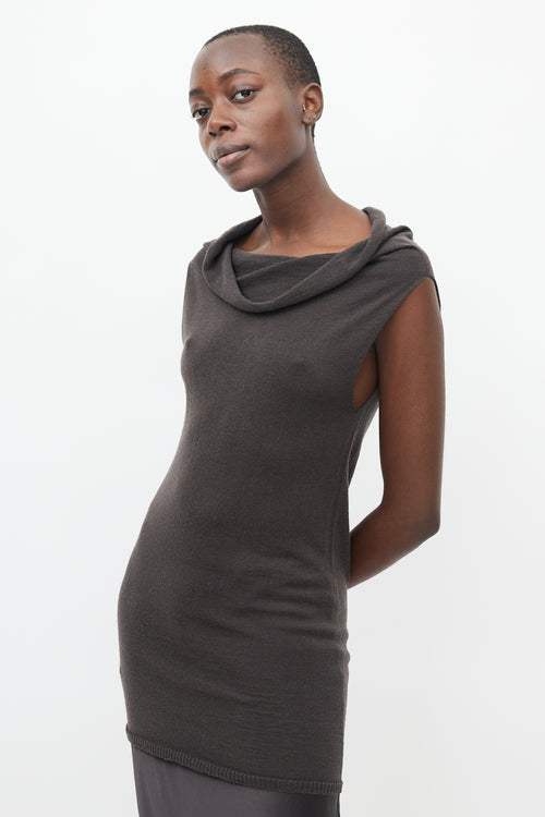 Rick Owens Brown Knit Wrap Cardigan & Tunic Set