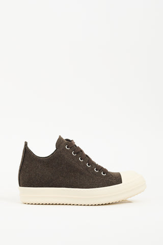 Rick Owens Brown & White Wool Ramones Low Sneaker