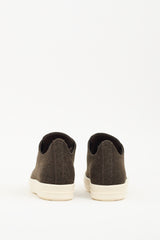 Rick Owens Brown & White Wool Ramones Low Sneaker