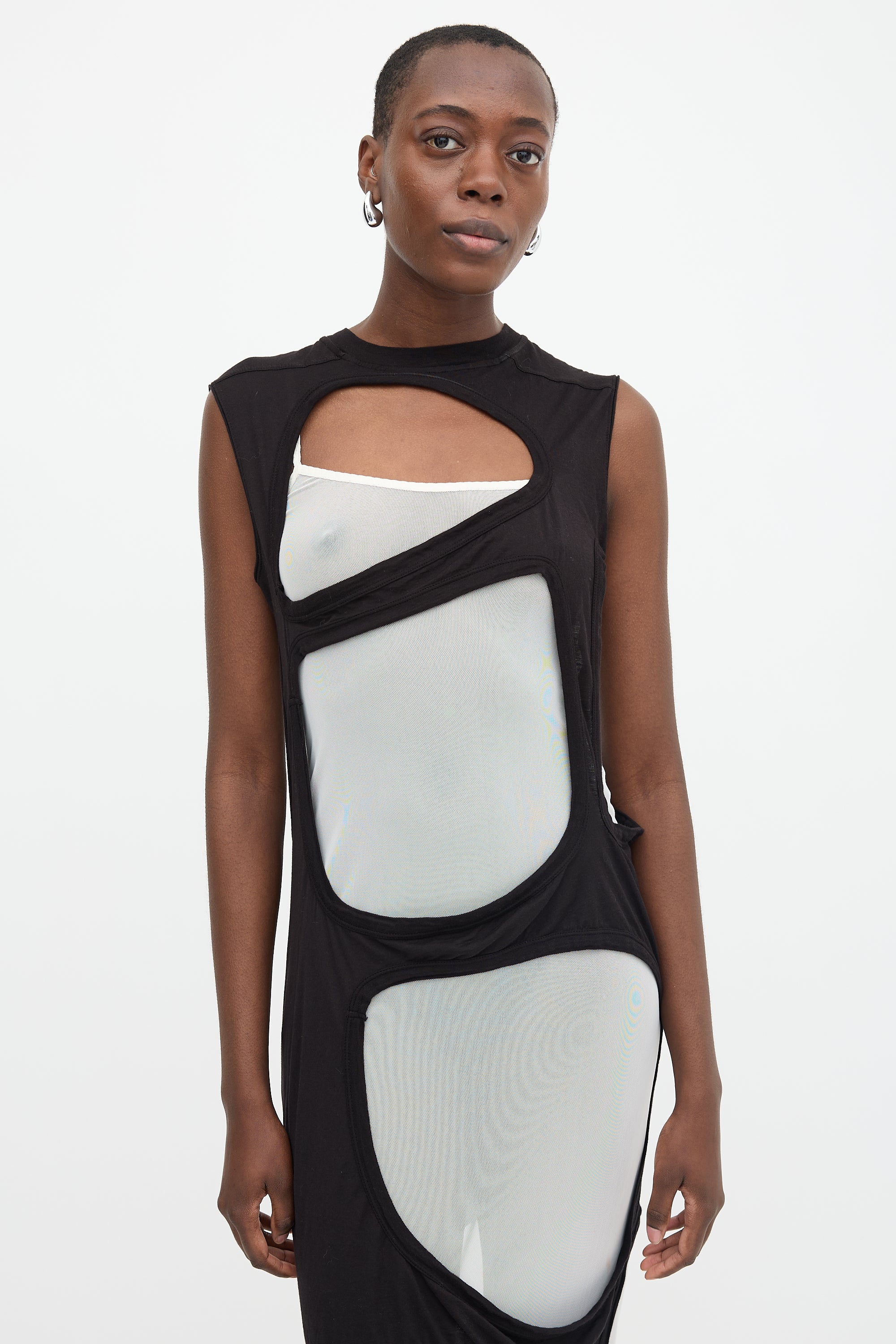 rick owens cut out dress Cutout gathered jersey top - black