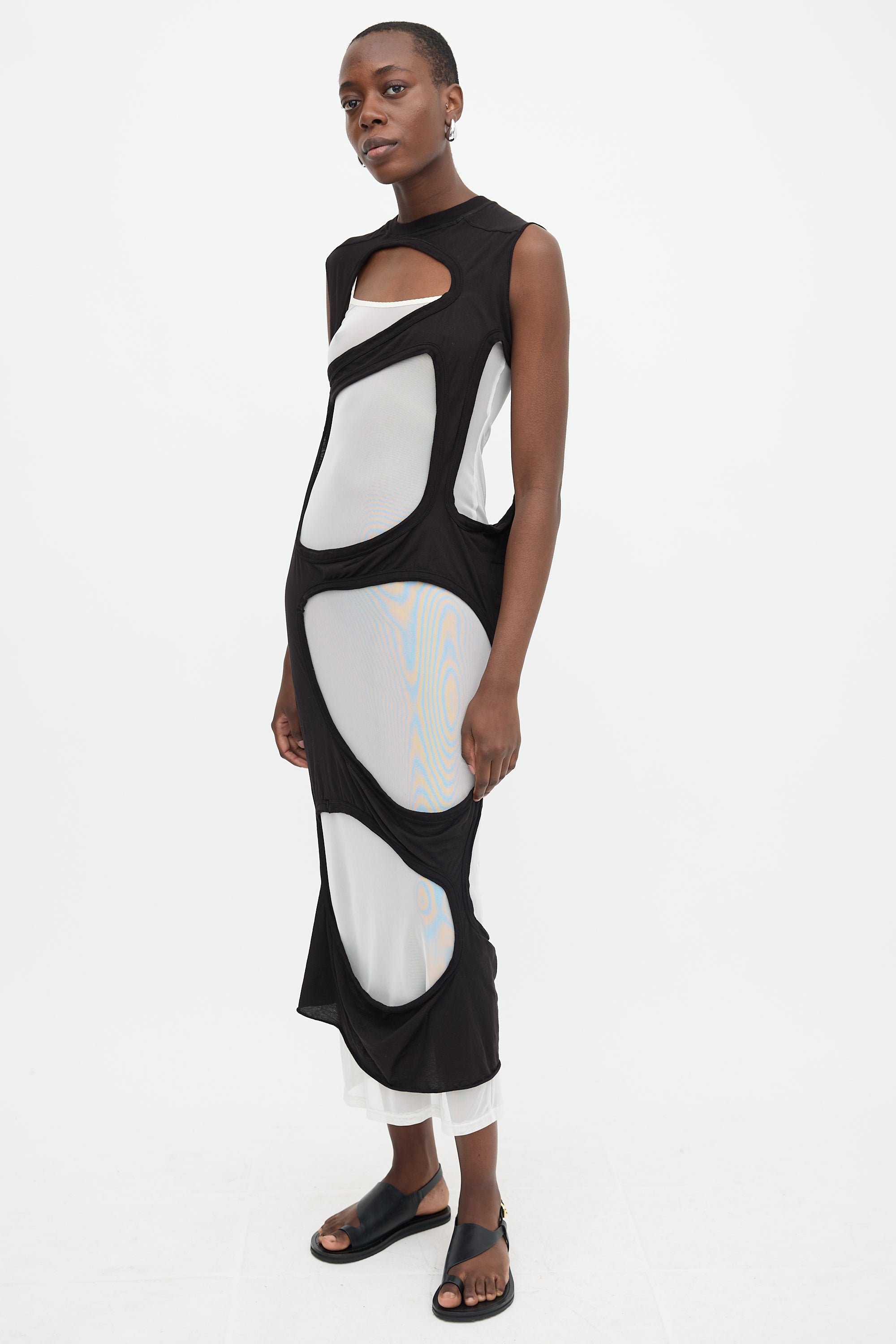 rick owens cut out dress Rick Owens Shoulder cutout ribbed dress