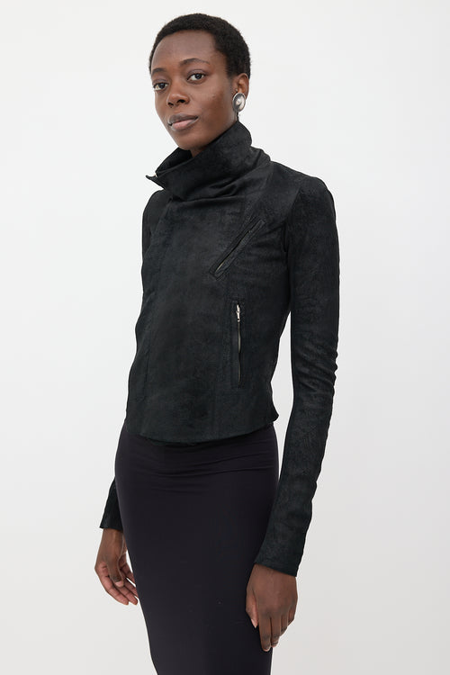 Rick Owens Distressed Leather Naska Jacket