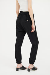 Rick Owens Black Tapered Drawstring Pant