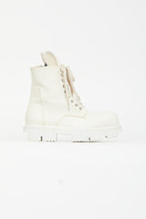 Rick Owens Drkshdw White Leather Megatooth Boot