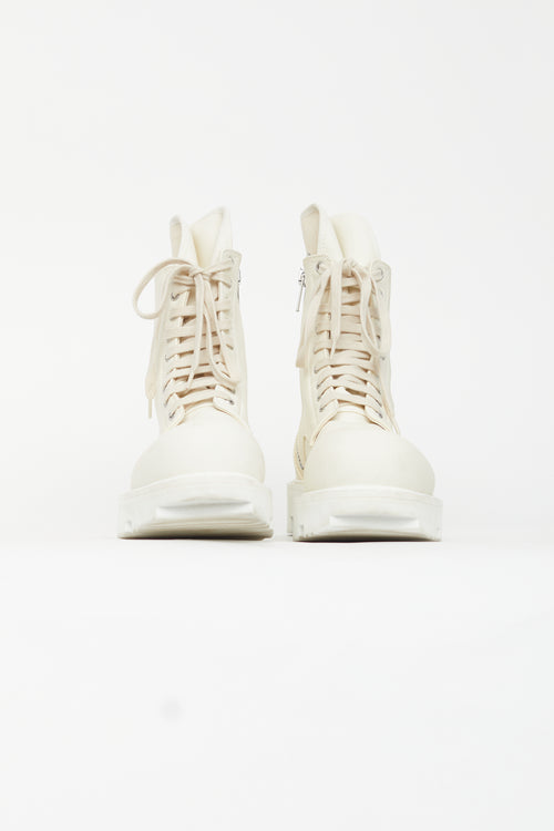 Rick Owens Drkshdw White Leather Megatooth Boot