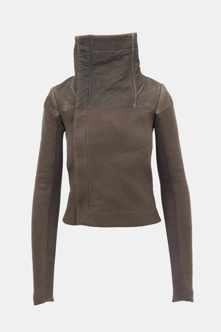 Rick Owens Fleece & Leather Funnel Jacket