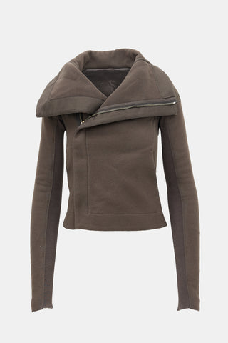 Rick Owens Fleece & Leather Funnel Jacket