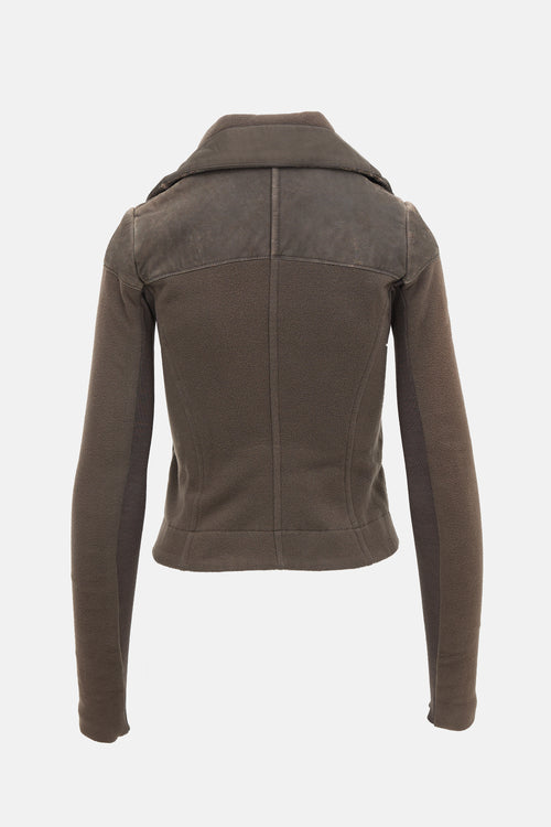 Rick Owens Fleece & Leather Funnel Jacket