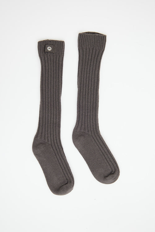Rick Owens Grey Ribbed Cashmere Socks