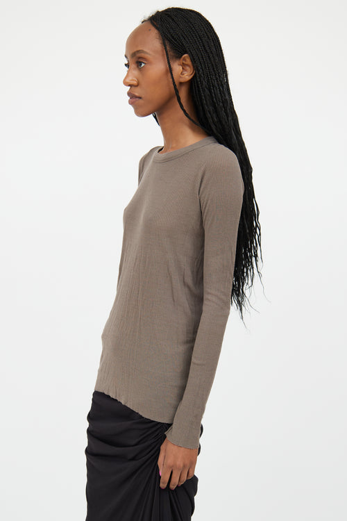 Rick Owens FW 2019 Grey Ribbed Longsleeve Top