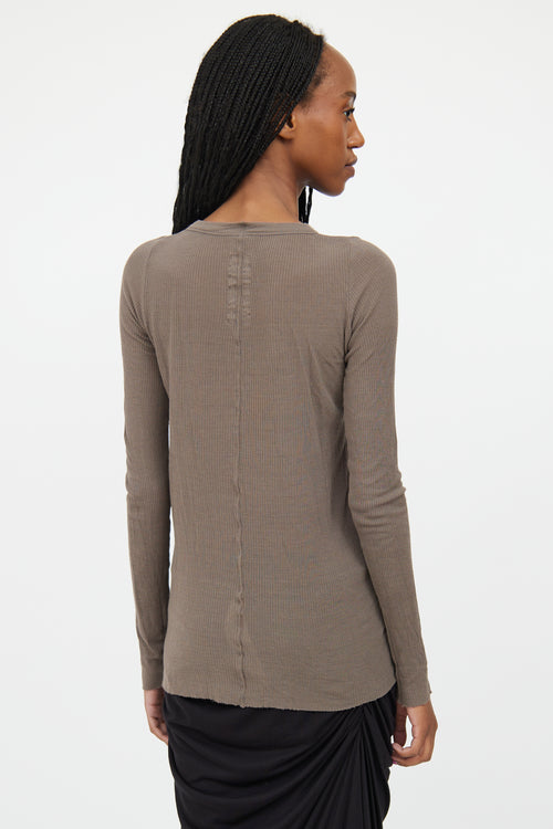 Rick Owens FW 2019 Grey Ribbed Longsleeve Top