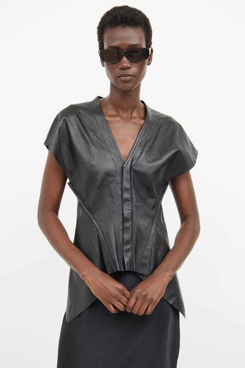 Rick Owens SS22 Black Naska Leather Vest