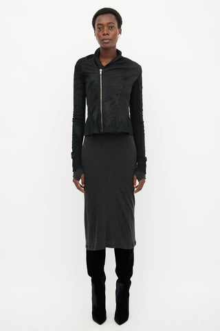 Rick Owens Leather Asymmetric Zip Jacket