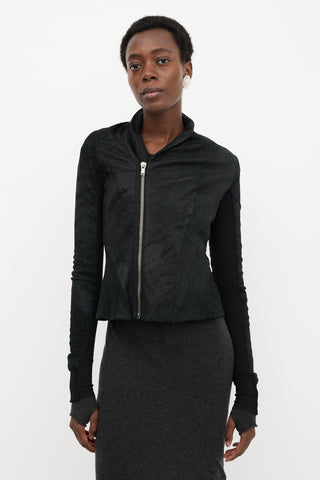 Rick Owens Leather Asymmetric Zip Jacket