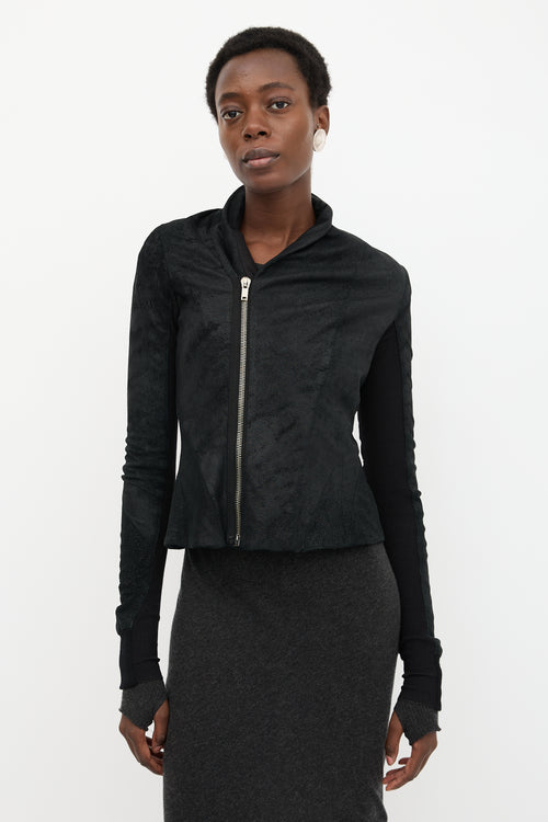 Rick Owens Leather Asymmetric Zip Jacket