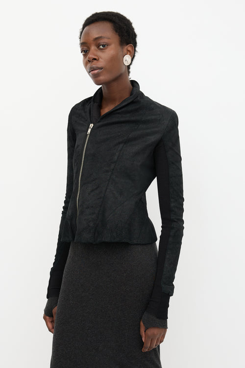 Rick Owens Leather Asymmetric Zip Jacket
