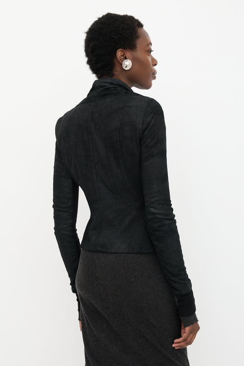 Rick Owens Leather Asymmetric Zip Jacket