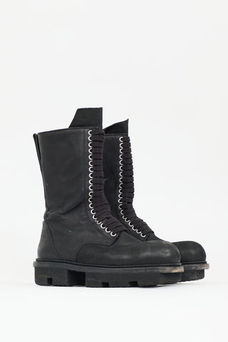 Rick Owens Leather Megatooth Bozo Army Boot