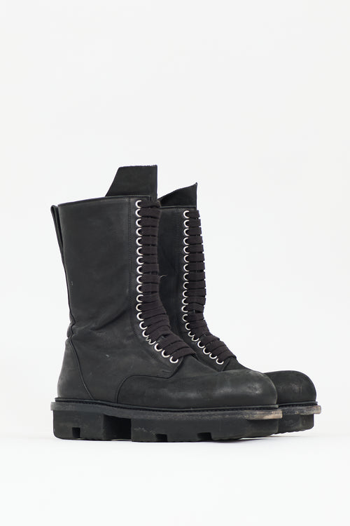 Rick Owens Leather Megatooth Bozo Army Boot