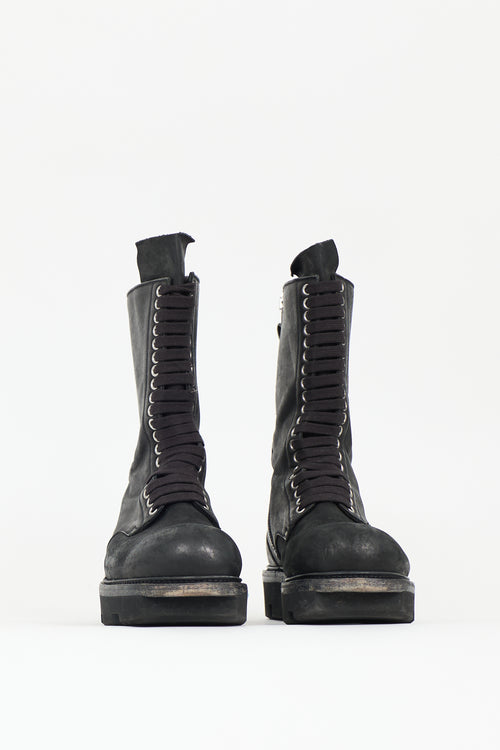 Rick Owens Leather Megatooth Bozo Army Boot