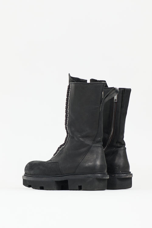 Rick Owens Leather Megatooth Bozo Army Boot