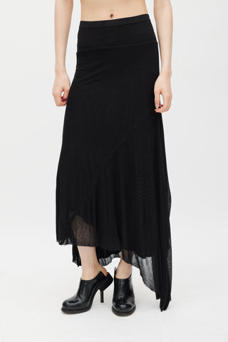Rick Owens Lilies Black Knit Drape Skirt