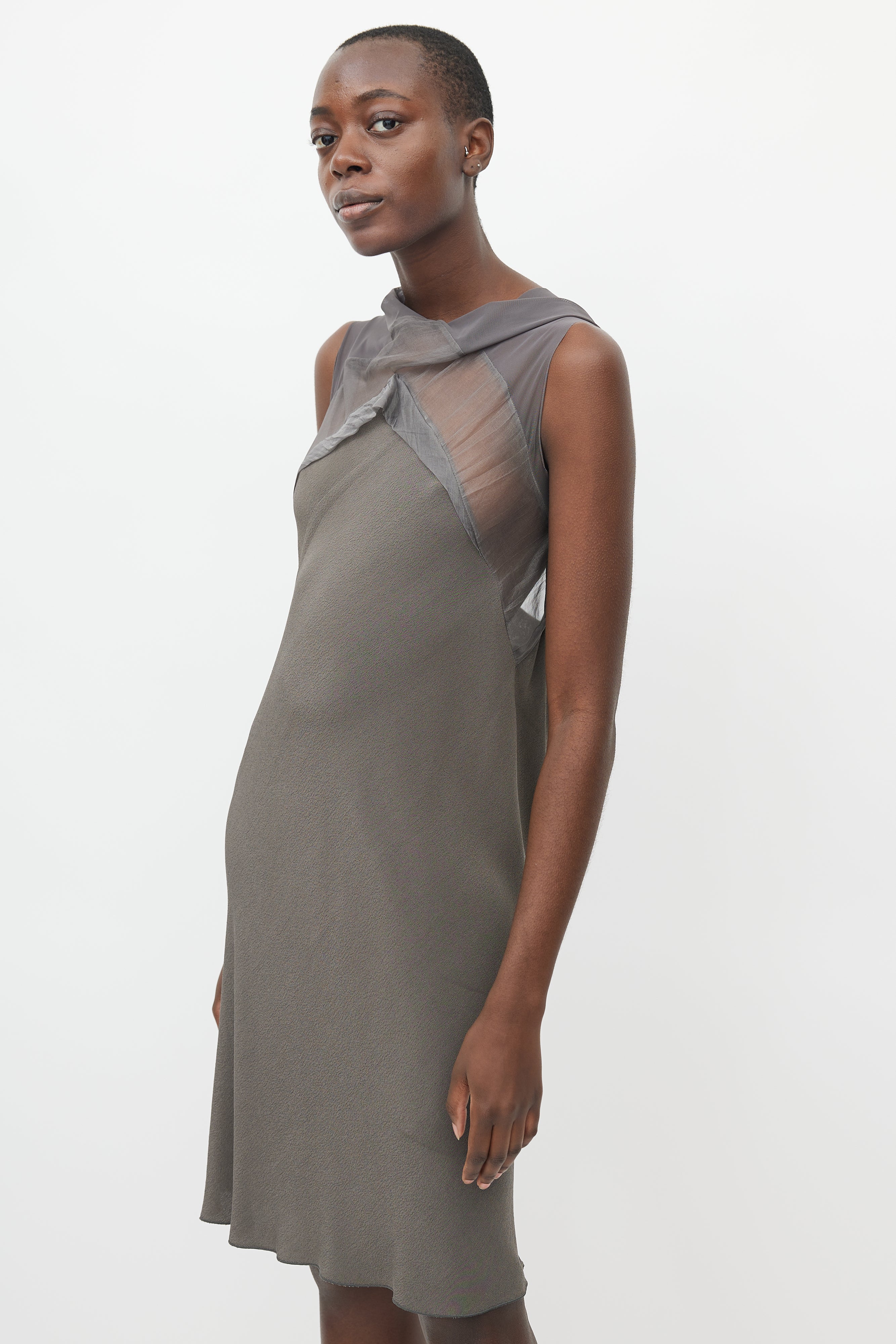 grey open back dress Quartz | Silver Embellished Square-Neck Open-Back Maxi Dress