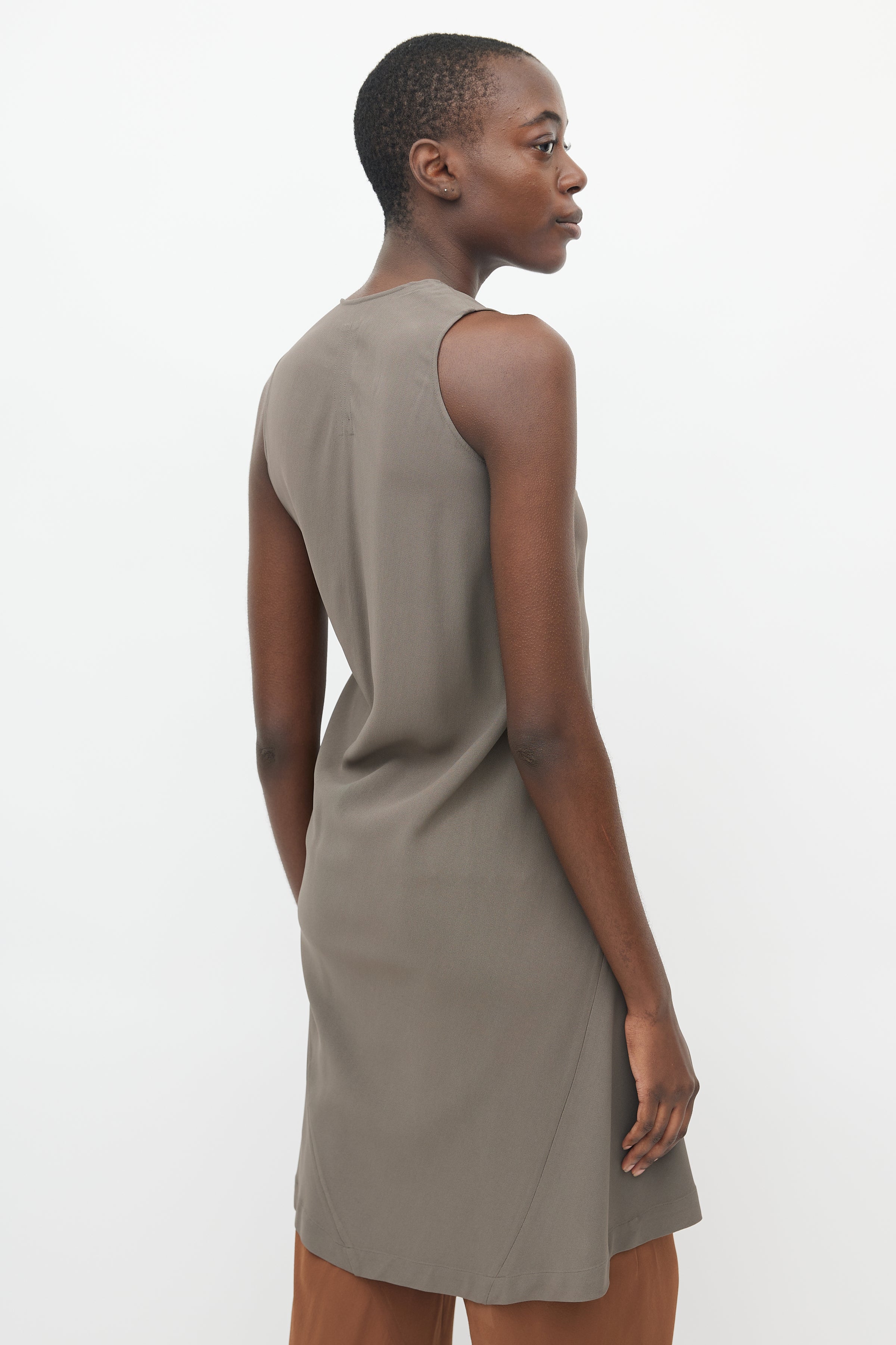 Rick Owens // SS 2012 Taupe Asymmetrical Sleeveless Dress VSP Consignment Rick Owens // SS 2012 Taupe Asymmetrical Sleeveless Dress VSP Consignment