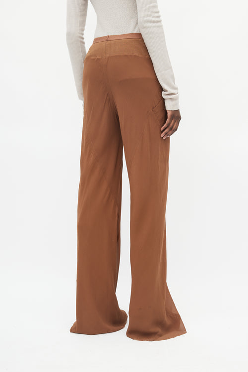 Rick Owens SS 2016 Brown Silk Lounge Pants