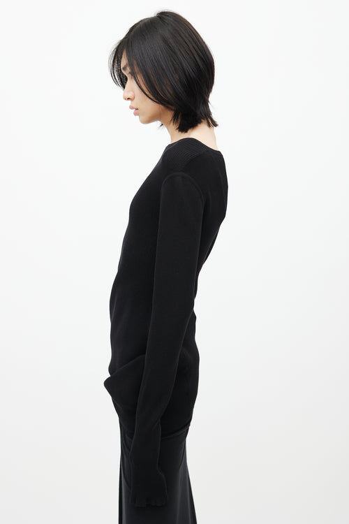 Rick Owens SS 2018 Dirt Black Ribbed Asymmetrical Top