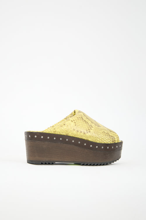 Rick Owens SS 2023 Printed Leather Platform Slide