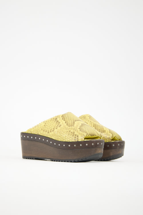 Rick Owens SS 2023 Printed Leather Platform Slide