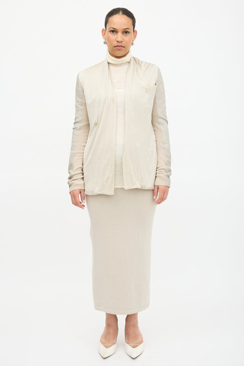 Rick Owens Silk & Leather Asymmetrical Jacket