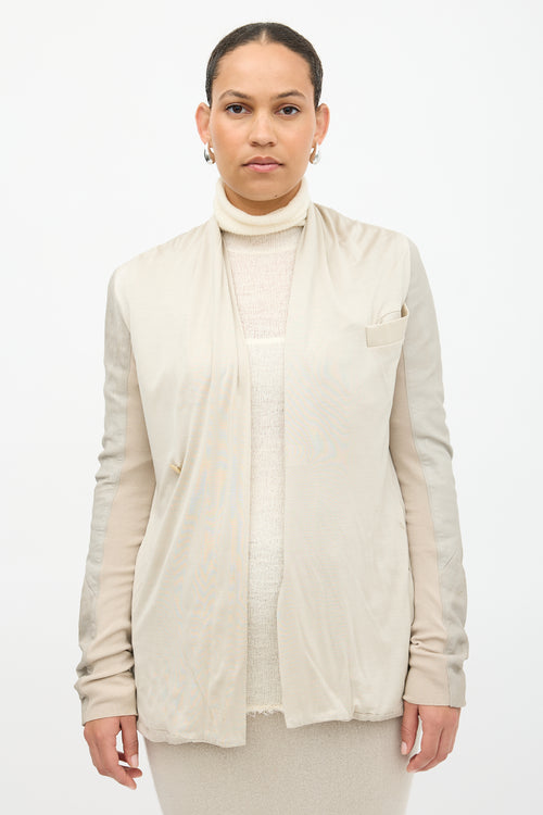 Rick Owens Silk & Leather Asymmetrical Jacket