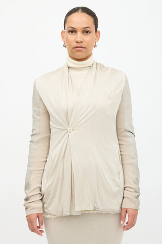 Rick Owens Silk & Leather Asymmetrical Jacket