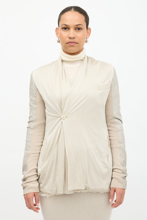 Rick Owens Silk & Leather Asymmetrical Jacket