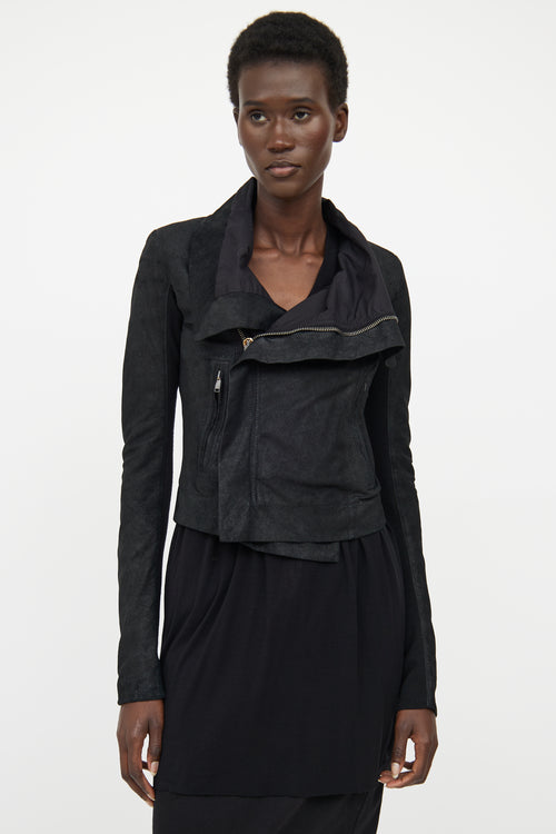 Rick Owens Black Leather Zip Jacket