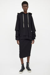 Rick Owens DRKSHDW Black Layered Hoodie