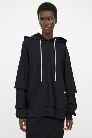 Rick Owens DRKSHDW Black Layered Hoodie