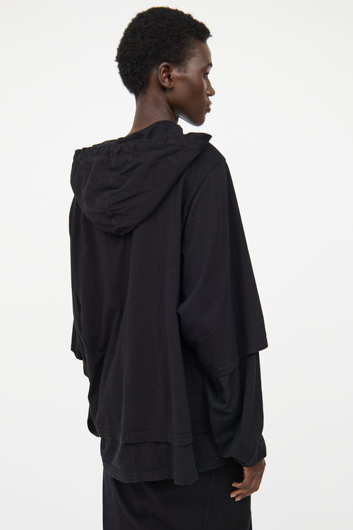 Rick Owens DRKSHDW Black Layered Hoodie