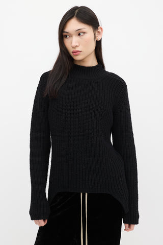 Rick Owens FW 2015 Black Wool Knit Mock Neck Sweater