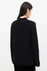 Rick Owens FW 2015 Black Wool Knit Mock Neck Sweater
