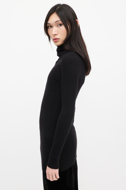 Rick Owens FW 2019 Black Ribbed Turtleneck Top