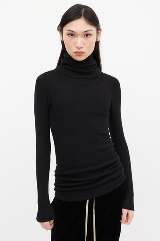 Rick Owens FW 2019 Black Ribbed Turtleneck Top