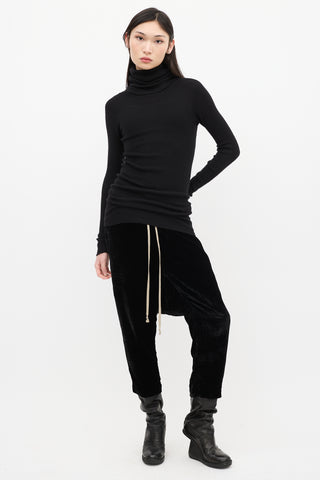 Rick Owens FW 2019 Black Ribbed Turtleneck Top