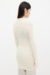 Rick Owens SS 2022 Cream Ribbed Mock Neck Dress