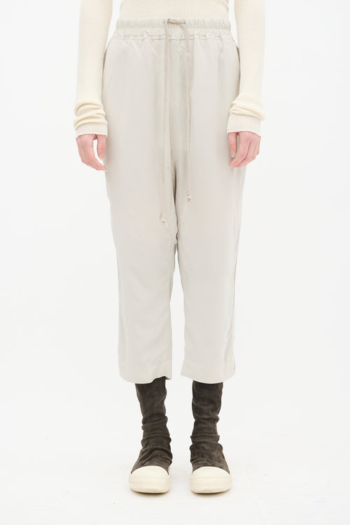 Rick Owens SS 2019 Beige Silk Drop Seat Pant