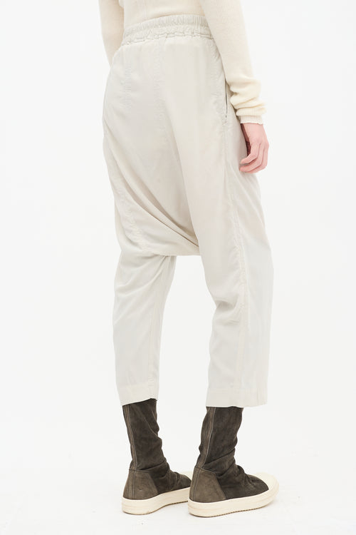 Rick Owens SS 2019 Beige Silk Drop Seat Pant