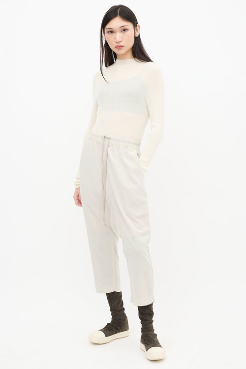 Rick Owens SS 2019 Beige Silk Drop Seat Pant