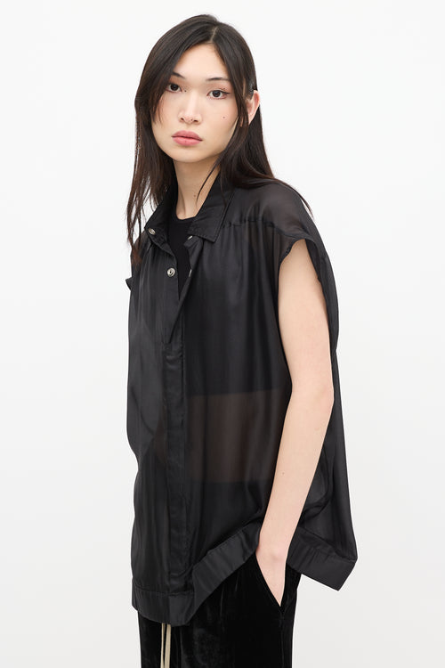 Rick Owens SS 2024 Black Silk Sleeveless Shirt